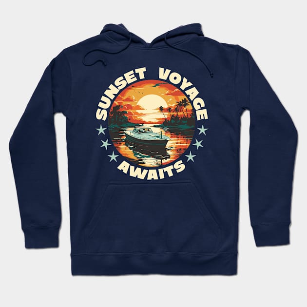 Boat in the water sunset Hoodie by elaissiiliass